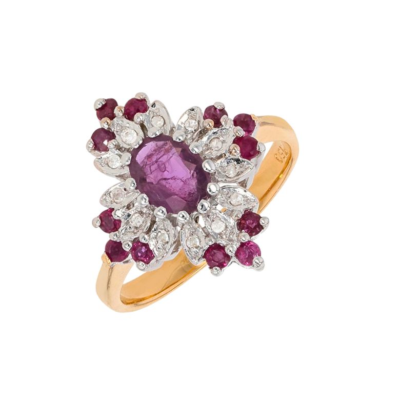 Bague rubis 0.85 carat et diamants 0.06 carat 2 ors 5.28g Comme neuf -  reconditionné disponible sur Gemme Les Bijoux